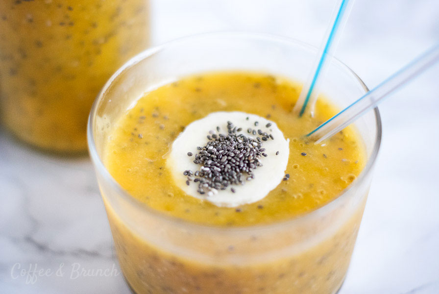 Batido de frutas y semillas de chia - Mango, melón, papaya