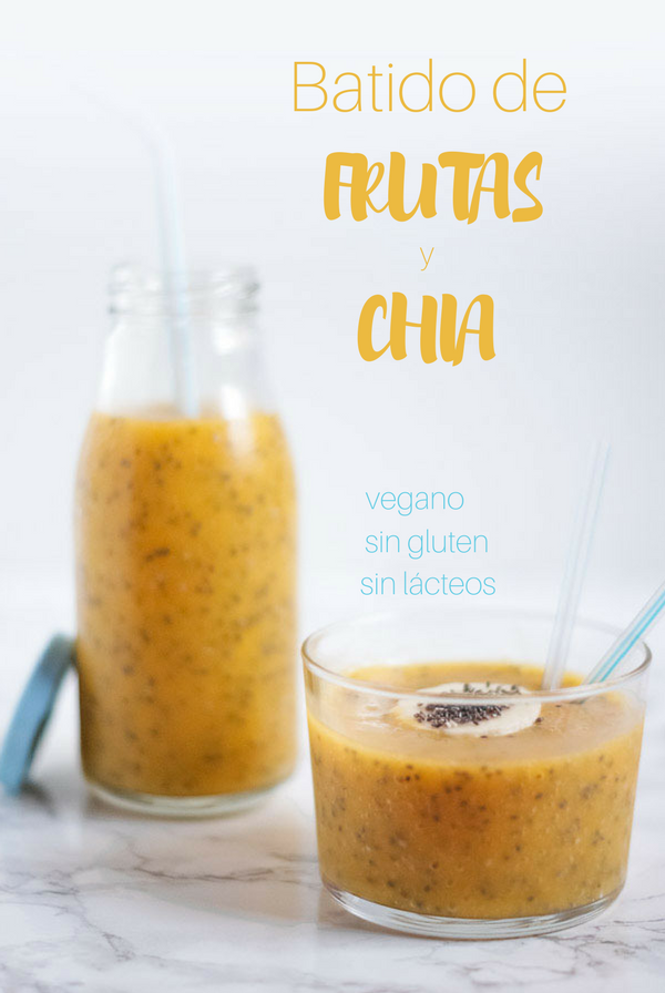 Batido de frutas y semillas de chia sin lácteos, sin gluten y vegano