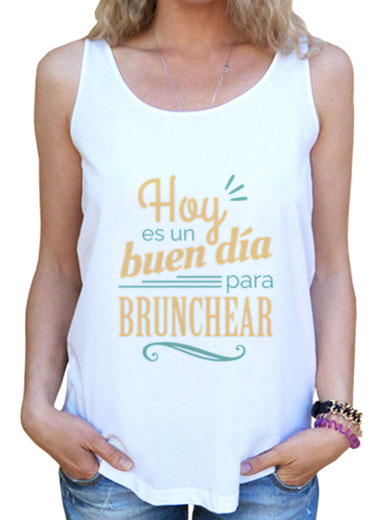 Camiseta mujer brunch lover "Hoy es un buen día para brunchear" - color sobre blanco