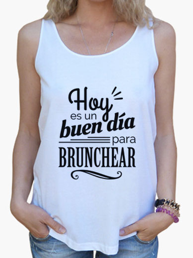 Camiseta mujer brunch lover "Hoy es un buen día para brunchear" - negro sobre blanco