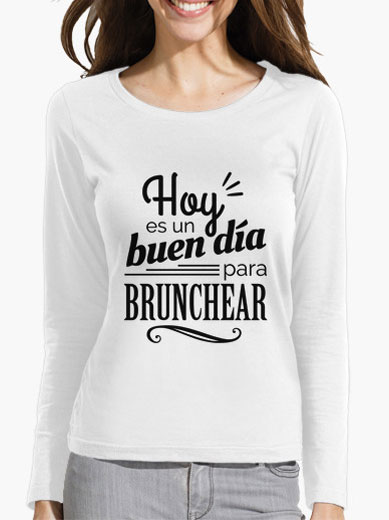 Camiseta mujer brunch lover "Hoy es un buen día para brunchear" - negro sobre blanco