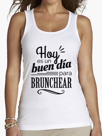 Camiseta mujer brunch lover "Hoy es un buen día para brunchear" - negro sobre blanco