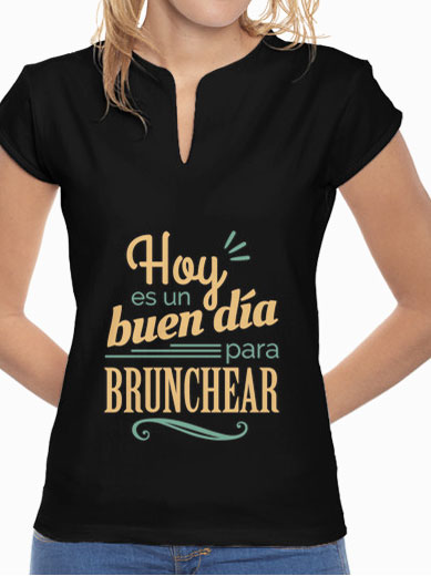 Camiseta mujer brunch lover "Hoy es un buen día para brunchear" - color sobre negro