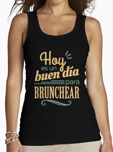 Camiseta mujer brunch lover "Hoy es un buen día para brunchear" - color sobre negro