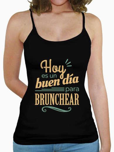 Camiseta mujer brunch lover "Hoy es un buen día para brunchear" - color sobre negro