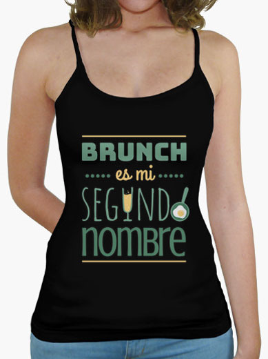 Camiseta mujer brunch lover "Brunch es mi segundo nombre" - color sobre negro