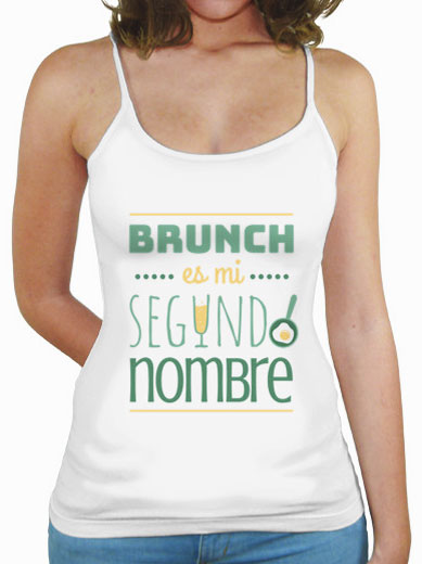 Camiseta mujer brunch lover "Brunch es mi segundo nombre" - color sobre blanco