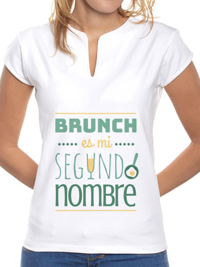 Camiseta mujer brunch lover "Brunch es mi segundo nombre" - color sobre blanco