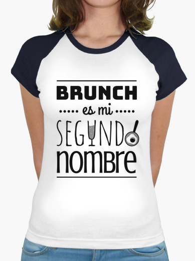 Camiseta mujer brunch lover "Brunch es mi segundo nombre" - negro sobre blanco