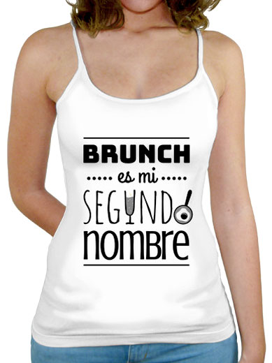 Camiseta mujer brunch lover "Brunch es mi segundo nombre" - negro sobre blanco