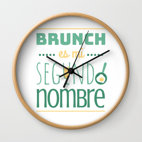 Reloj pared regalo para brunch lover - Brunch es mi segundo nombre - Blanco y color