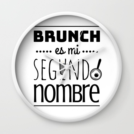 Reloj pared regalo para brunch lover - Brunch es mi segundo nombre - Blanco y negro