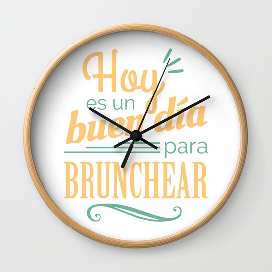 Reloj pared regalo para brunch lover - Hoy es un buen día para brunchear - Blanco y color