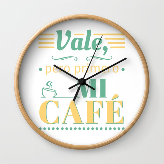 Reloj pared regalo para brunch lover - Vale, pero primero mi café - Blanco y color